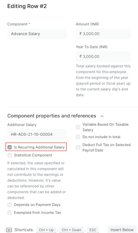 recurring salary slip